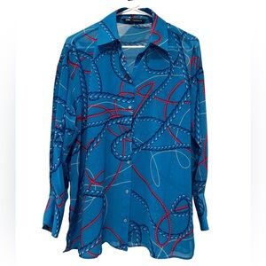 Sheer button down long sleeve shirt